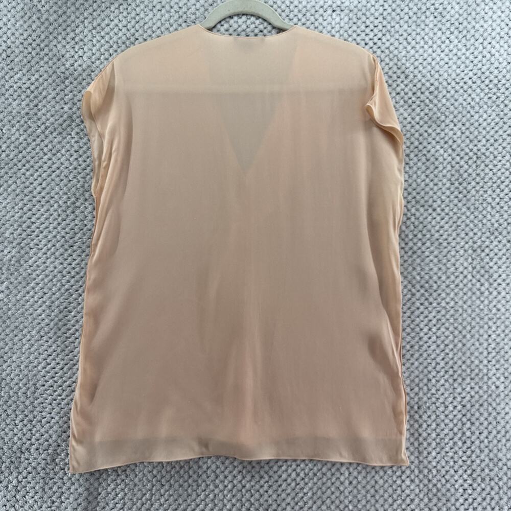Vince Top Womens S Orange Peach Cap Sleeve V-Neck Ultralight Blouse Preppy - Picture 3 of 10